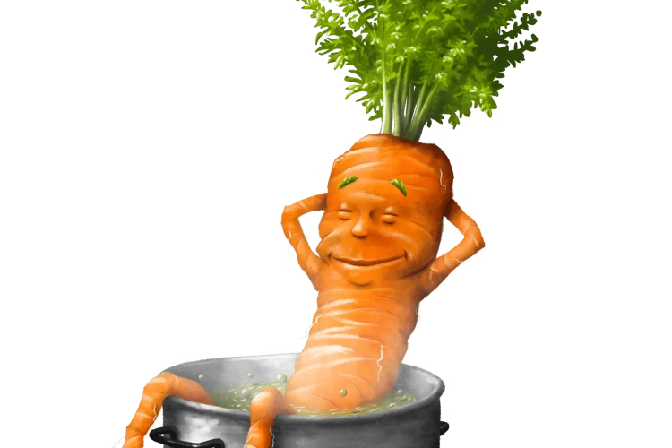 La carotte des Gumlos, mascotte de l'expression « les carottes sont cuites »